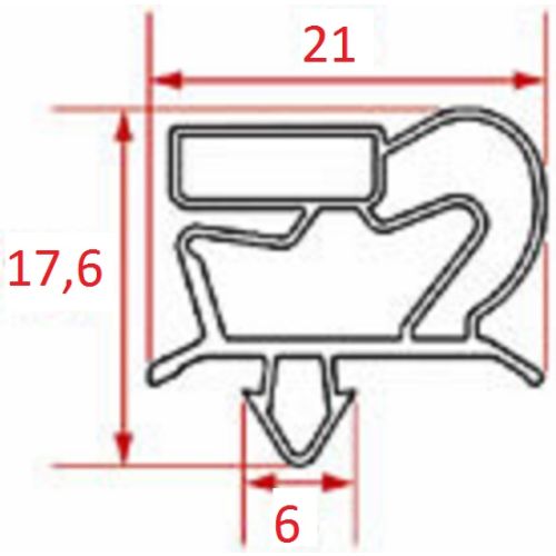 Dørpakning 402 x 185 mm - Magnetisk - Profil 1001