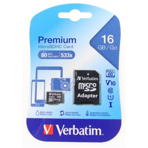 Verbatim Micro-SDHC minnekort 16GM inkl. adapter