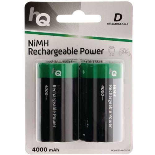 D-Batterier Oppladbare 1,2V NiMH AA 4000 mAh 2-pk