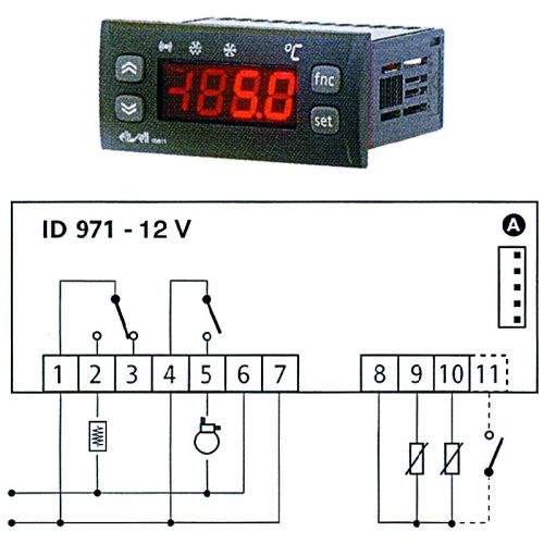 Eliwell ID971 regulator for kjøl 12Volt NTC/PTC