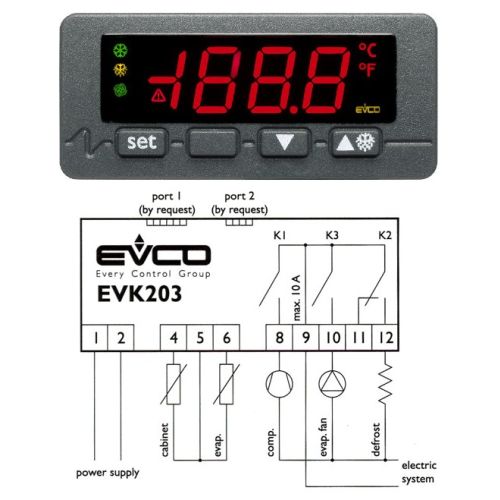 EVCO EVK203 230 Volt 50/60Hz regulator 3 utganger