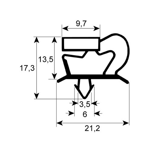 Dørpakning 1502 x 502 mm - Magnetisk - Profil 9048