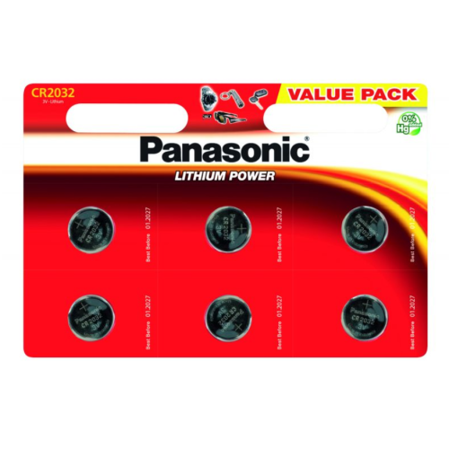 Panasonic Batteri CR2032 3V Pakke av 6 stk.