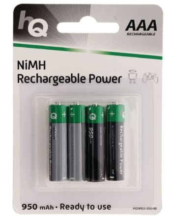 AAA-Batterier Oppladbare NiMH 950 mAh 4-pk
