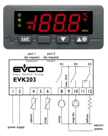 EVCO EVK203 230 Volt 50/60Hz regulator 3 utganger