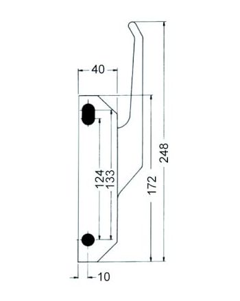 Duplo dørhåndtak for ovn total lengde 248 mm
