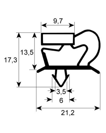 Dørpakning 1502 x 502 mm - Magnetisk - Profil 9048
